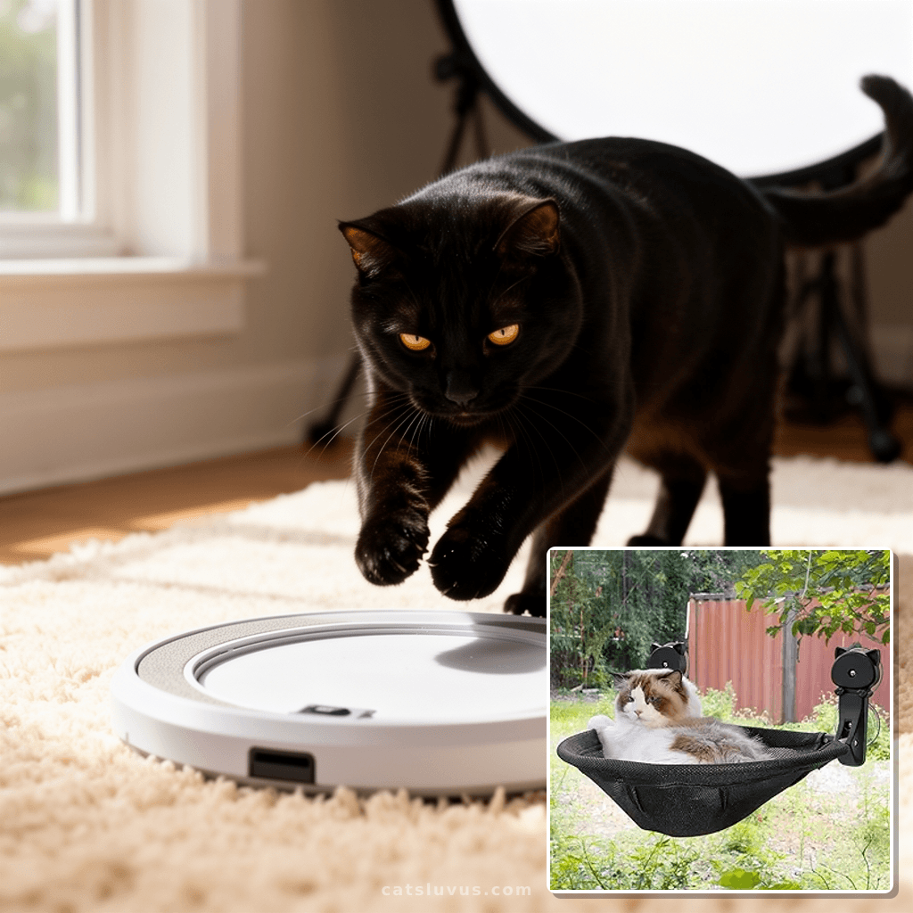 Cat Window Perch Cordless with cat - professional product lifestyle photo