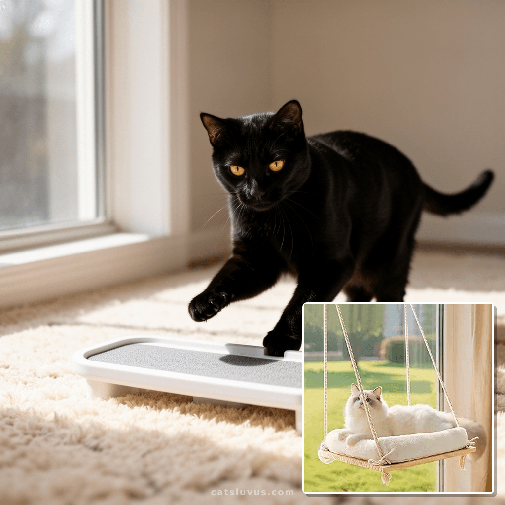 Cat Window Perch with cat - professional product lifestyle photo