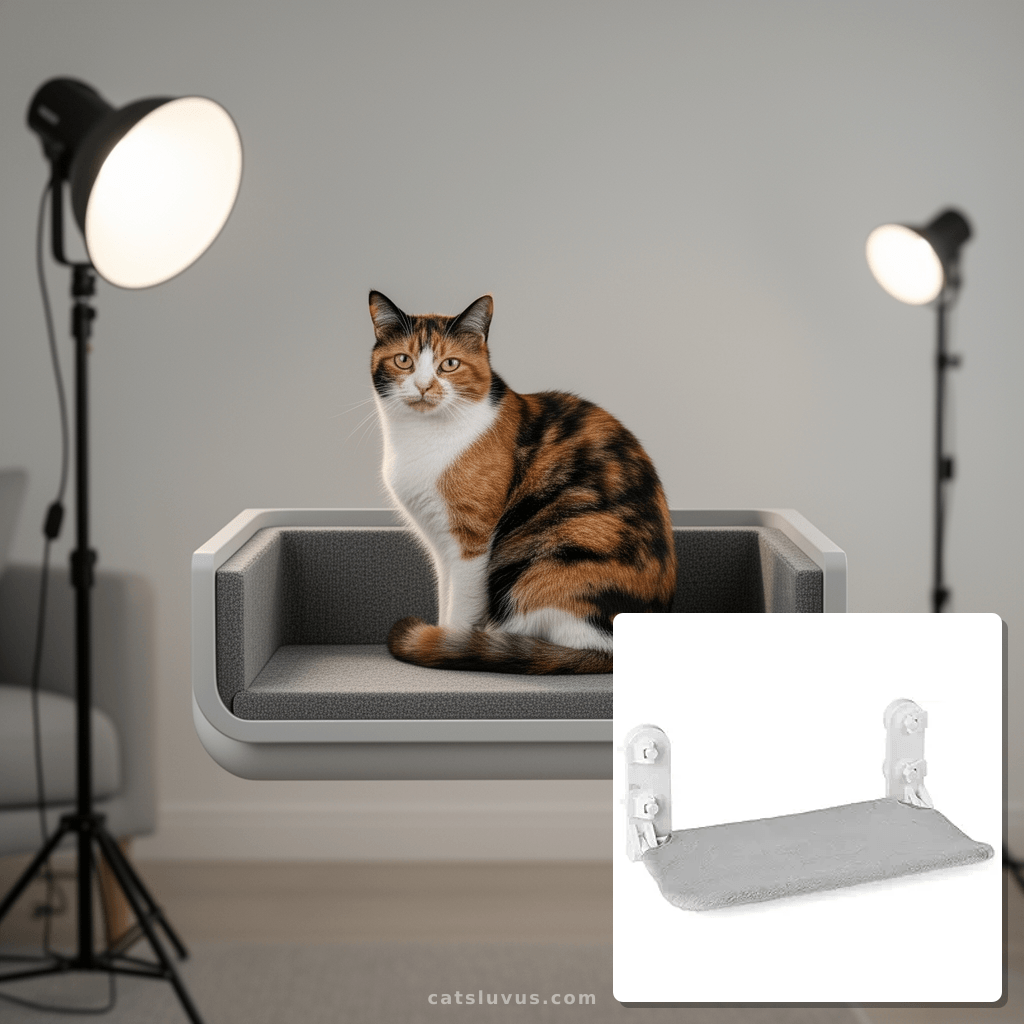 Amazon Basics Cat Window Perches one Size with cat - professional product lifestyle photo