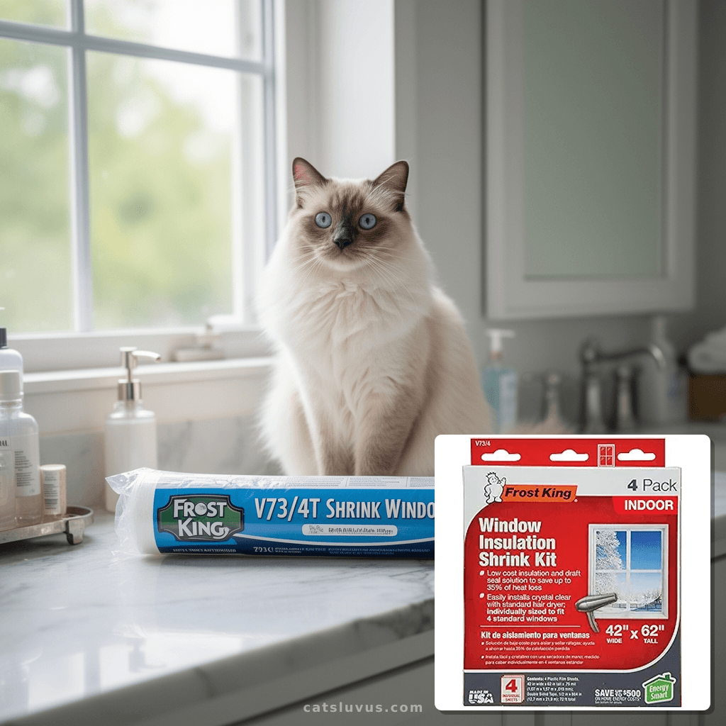 Frost King V73/4T Shrink Film Window KIT with cat - professional product lifestyle photo