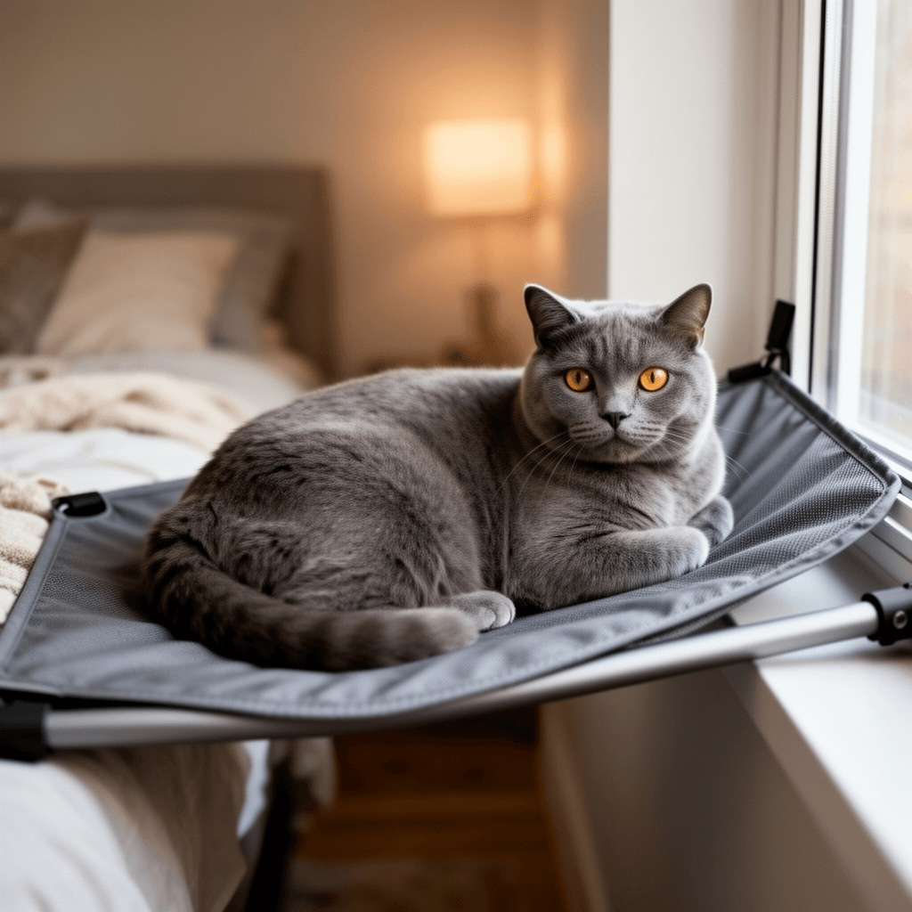 Cat Window Hammock – Mess-Free Waterproof Cats Window Perch with cat - professional product lifestyle photo