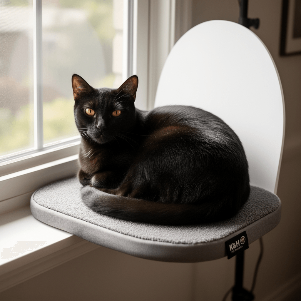 K&H Pet Products Kitty Sill Cat Window Perch for Large Cats with cat - professional product lifestyle photo