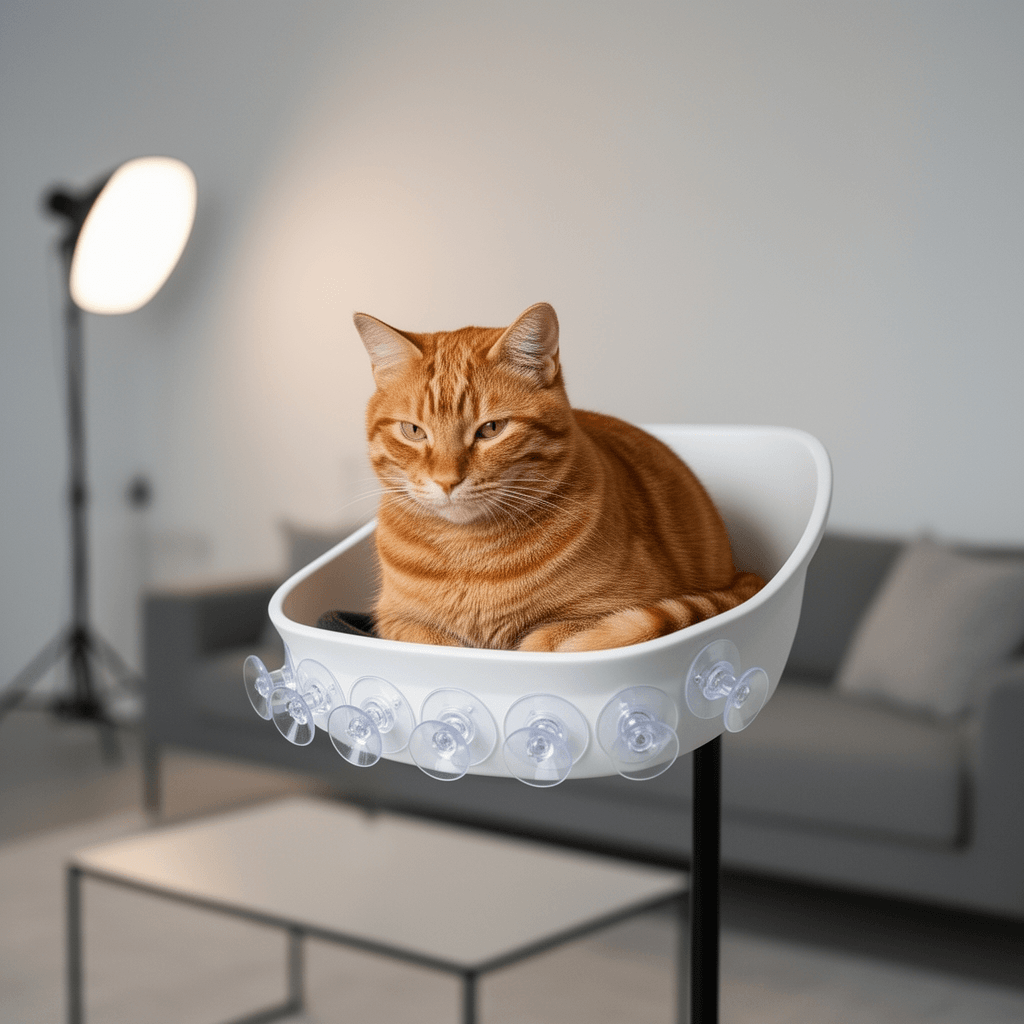 4 PCS Window Perch Suction Cup Large Replacement Clear PVC with cat - professional product lifestyle photo