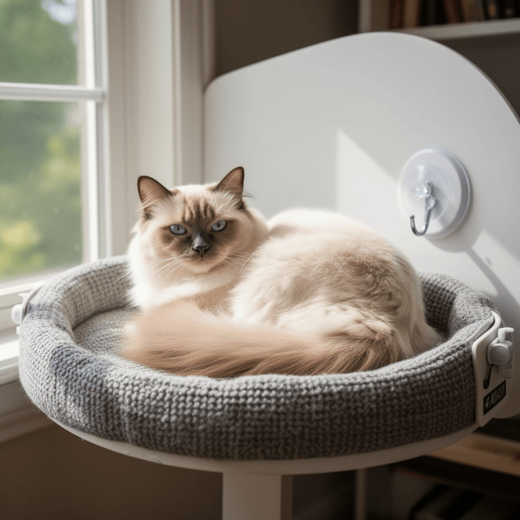 4 Pack Cat Bed Window Suction Holder Replacement with Anchor with cat - professional product lifestyle photo