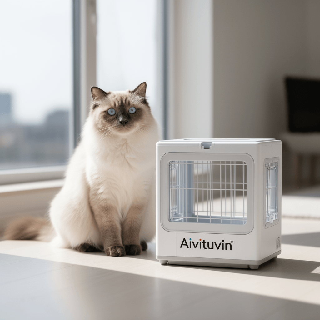 Aivituvin Cat House Window Catio Outdoor Cat Enclosure with cat - professional product lifestyle photo