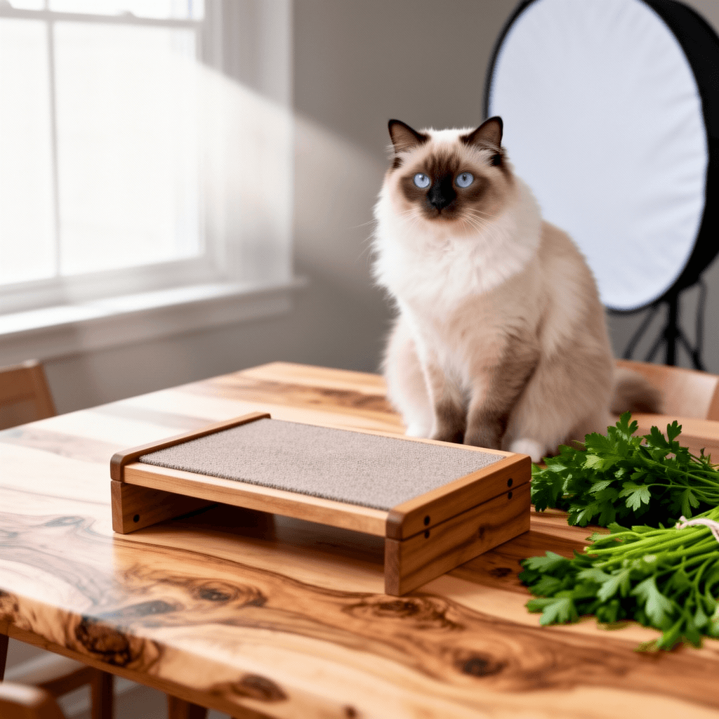 Cat Window Perch with Wooden Frame – Aloxina Foldable Cat with cat - professional product lifestyle photo