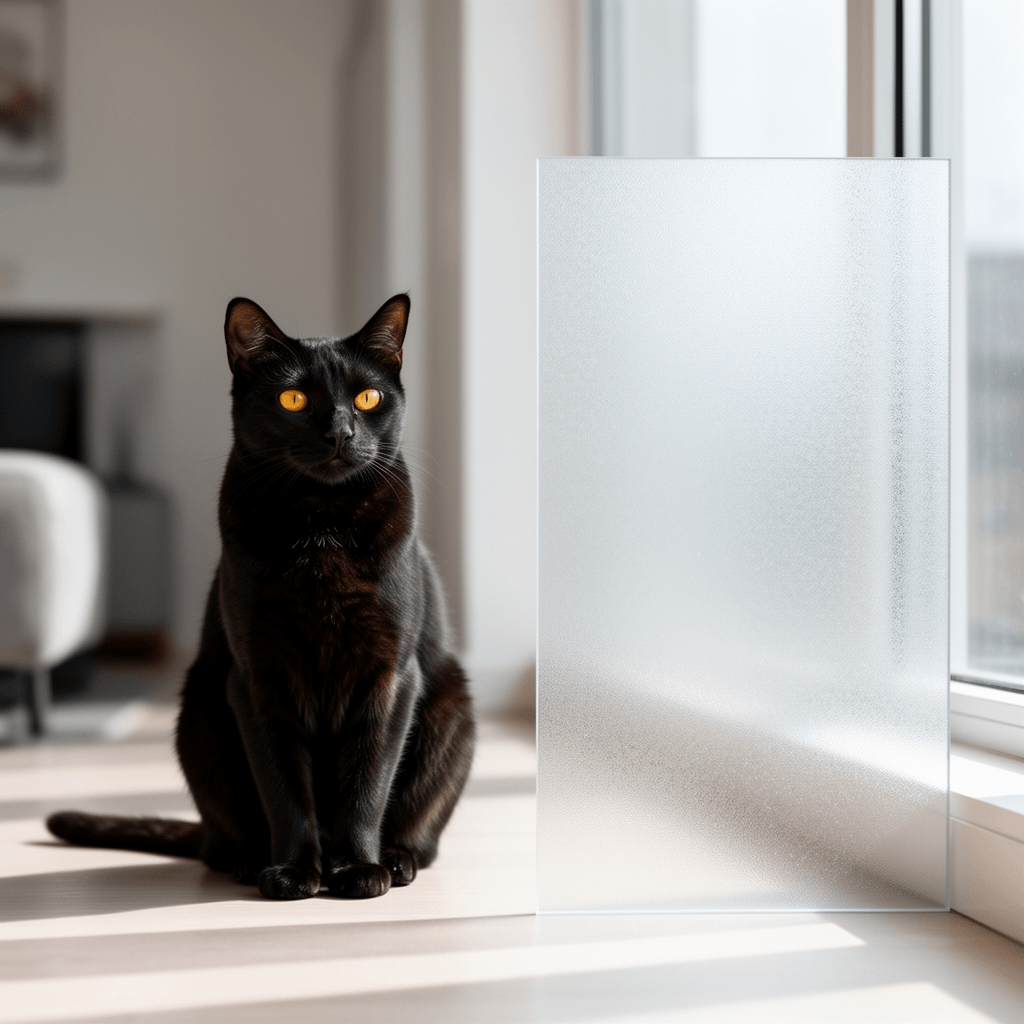 Frosted Glass Window Privacy Film Decorative with cat - professional product lifestyle photo