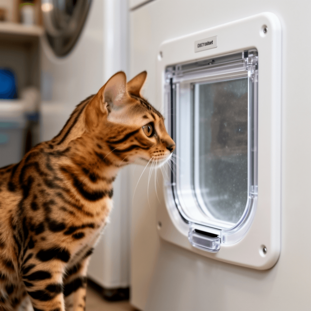 Cat Door for Window with cat - professional product lifestyle photo