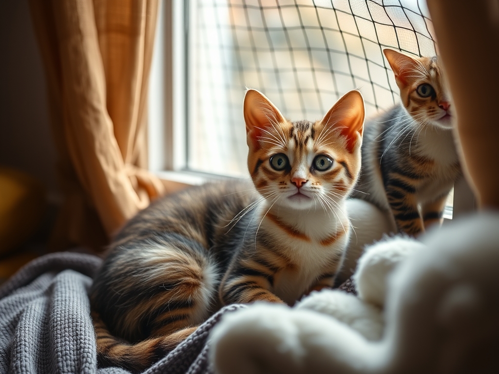Cat owner reviewing safe window mesh for apartment cats options for their pet in 2026