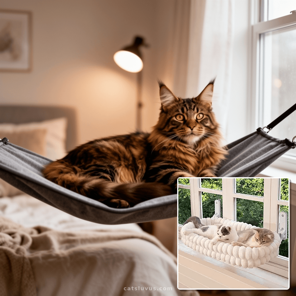 CHEERPALS Cat Window Perch for Indoor Cats Hammock for Windo with cat - professional product lifestyle photo