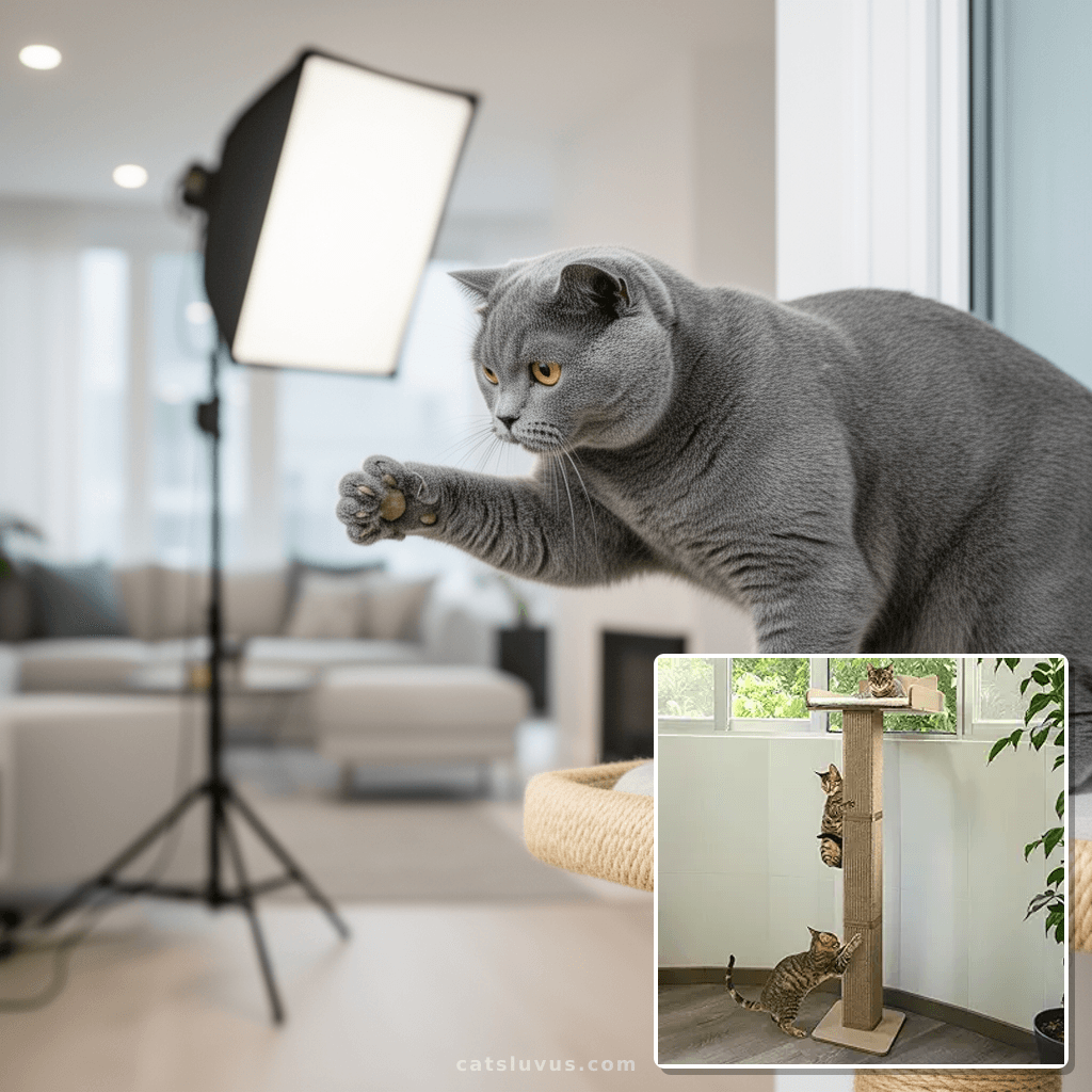 Cat Window Perch with Thick Sisal Scratching Post with cat - professional product lifestyle photo