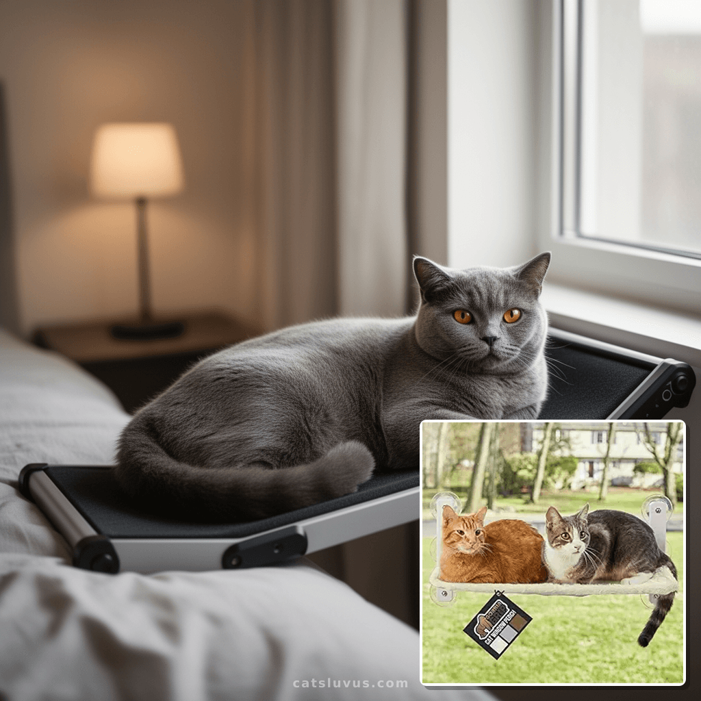 Cat Window Perch with cat - professional product lifestyle photo