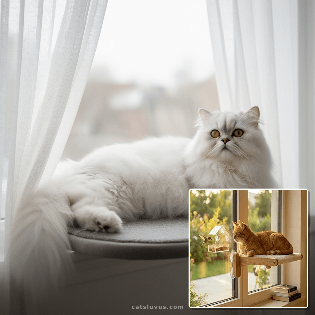 Cat Window Perch with cat - professional product lifestyle photo