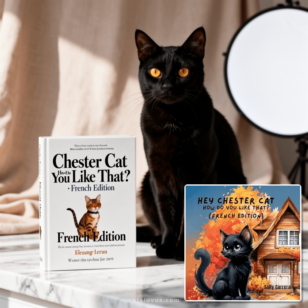 Chester Cat How Do You Like That? : French Edition with cat - professional product lifestyle photo