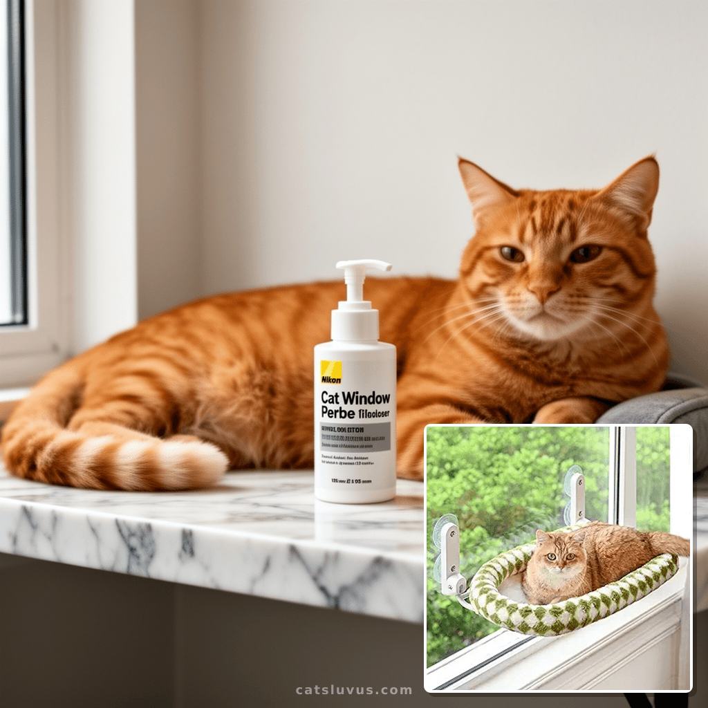 Zakkart Cat Window Perch - 100% Metal Supported from Below - with cat - professional product lifestyle photo