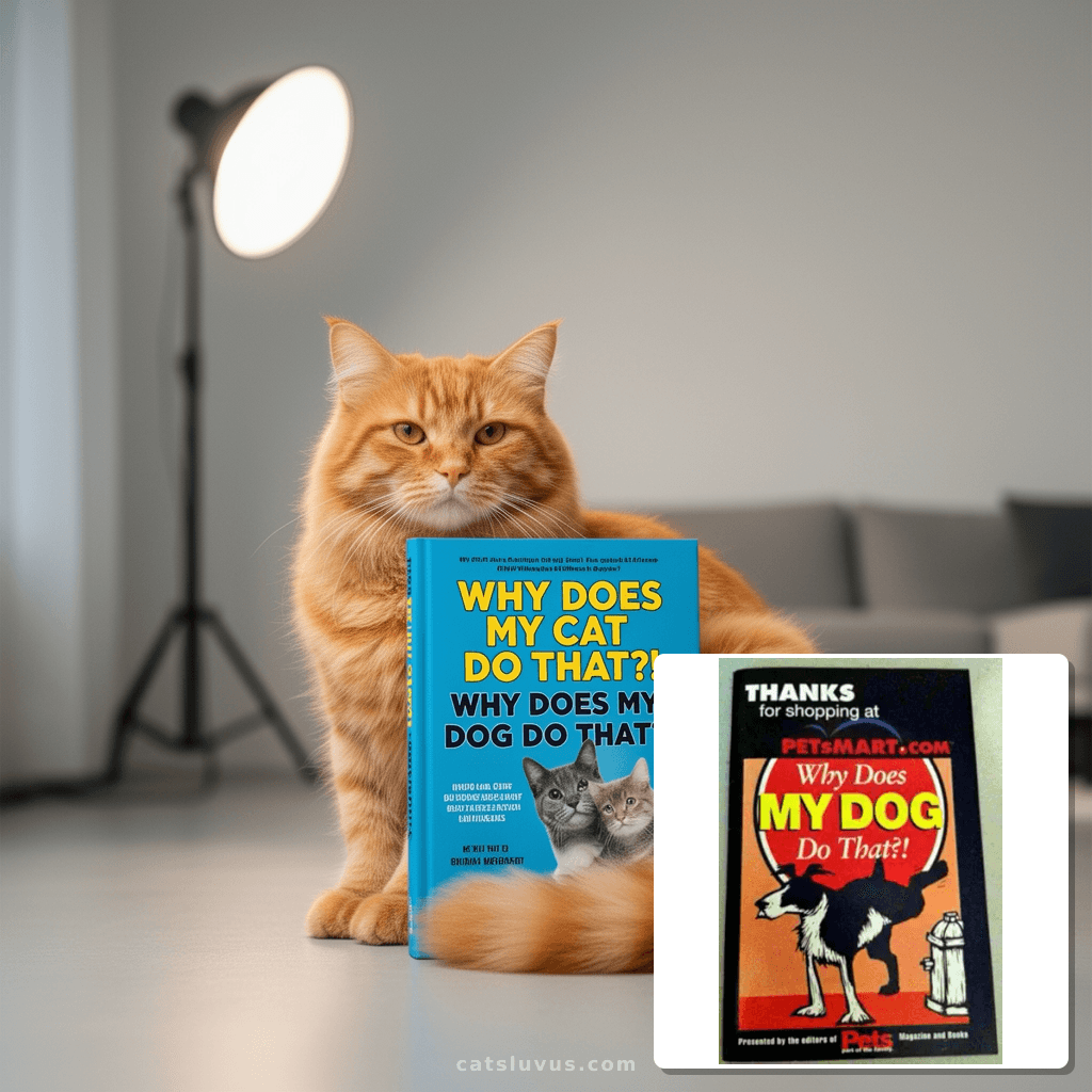 Why Does My Cat Do That?! Why Does My Dog Do That?! with cat - professional product lifestyle photo