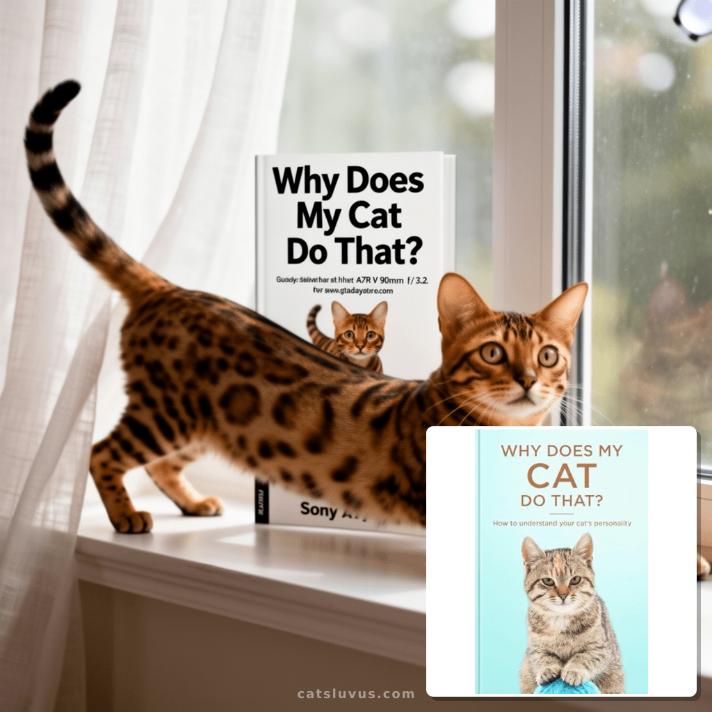 Why Does My Cat Do That? with cat - professional product lifestyle photo