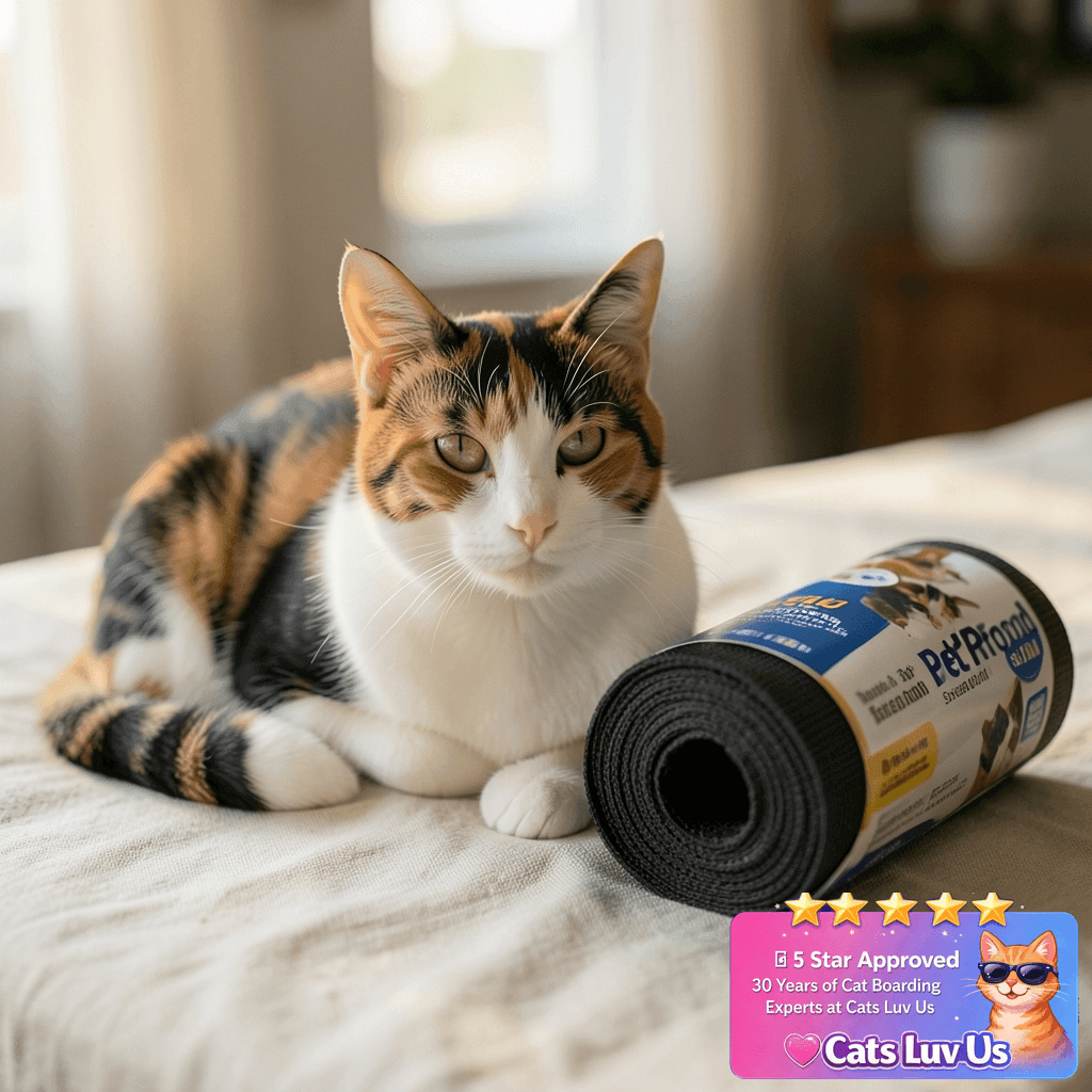 Pet Proof Window Screen Roll 36" x 200" Thicken Charcoal with cat - professional product lifestyle photo