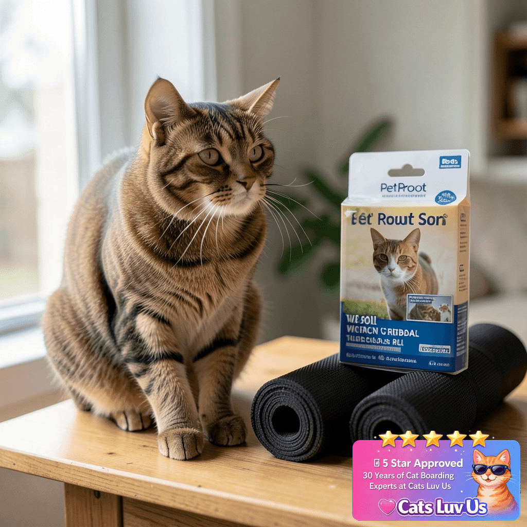 Pet Proof Window Screen Roll 36" x 200" Thicken Charcoal with cat - professional product lifestyle photo