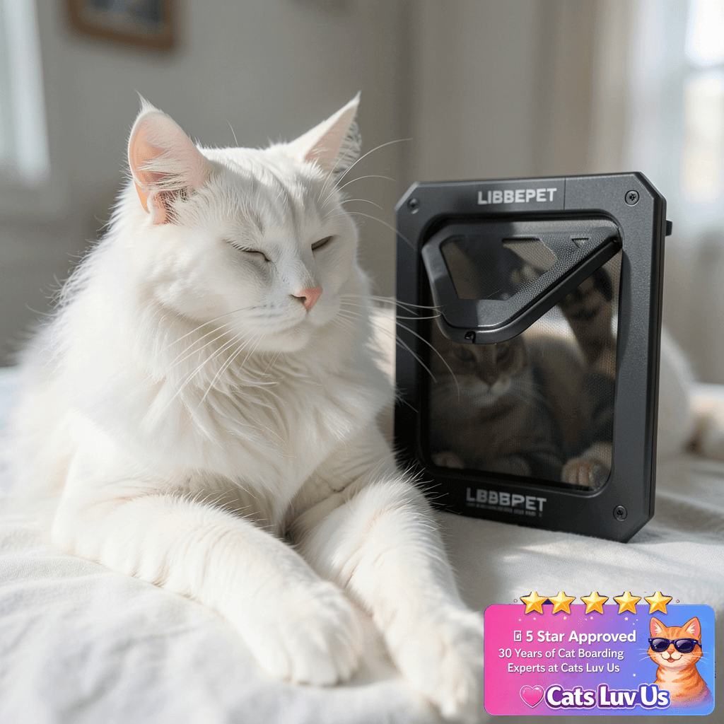 LIBBEPET Cat Door for Screen Door with cat - professional product lifestyle photo
