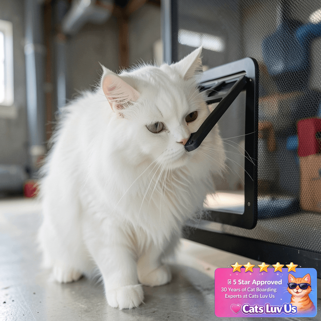 Enjoying Cat Door for Screen Doors with cat - professional product lifestyle photo