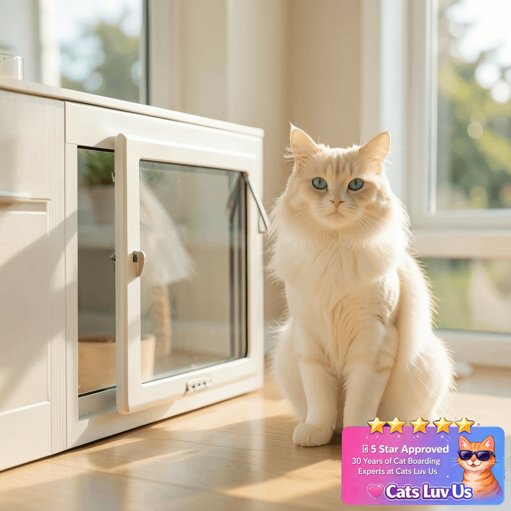 LIBBEPET Cat Door for Window with cat - professional product lifestyle photo