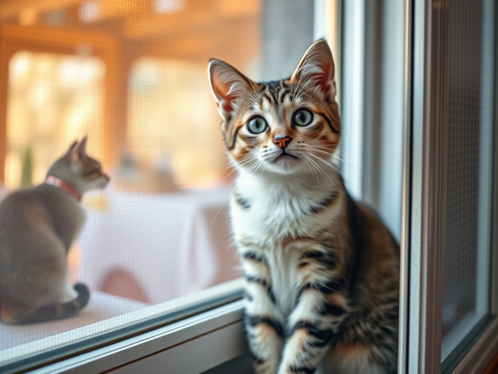 Cat owner reviewing window screen vs mesh barrier for cats options for their pet in 2026