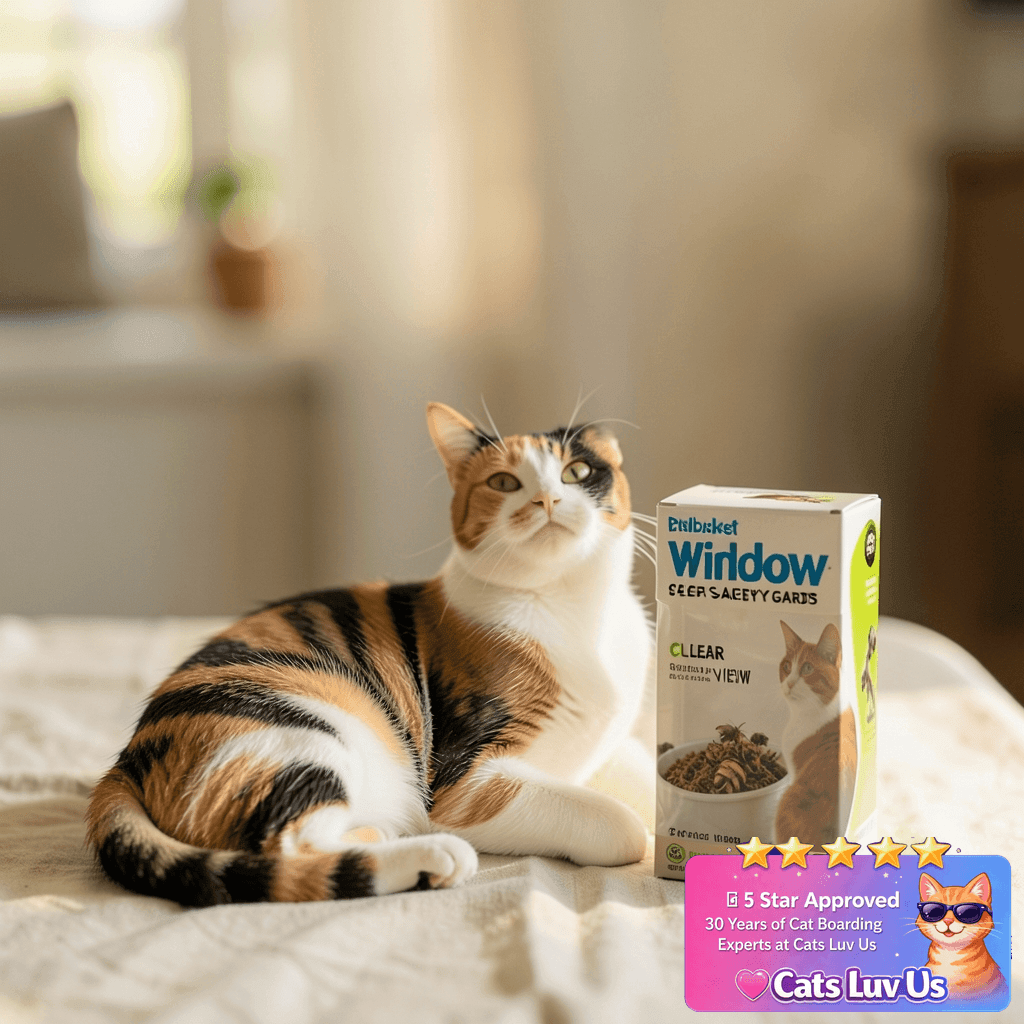 beeNbkks Pet Window Safety Guards with cat - professional product lifestyle photo