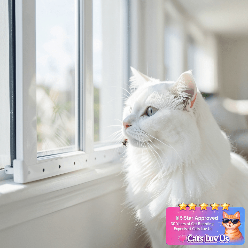 beeNbkks Pet Window Safety Guards with cat - professional product lifestyle photo