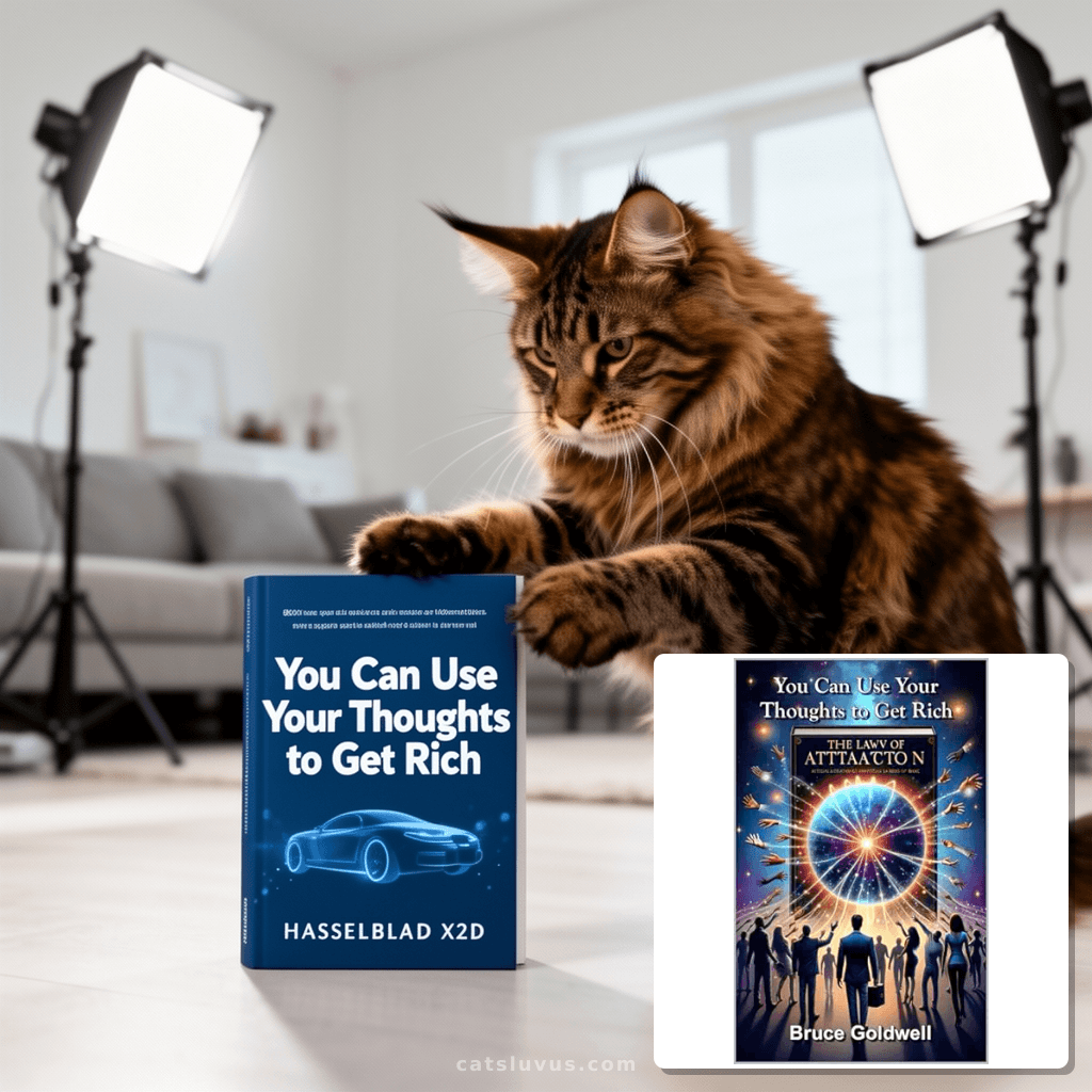 You Can Use Your Thoughts to Get Rich with cat - professional product lifestyle photo