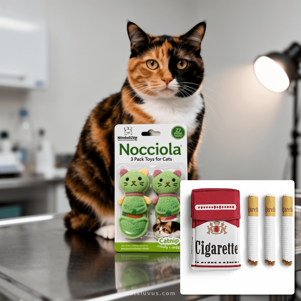 Nocciola 3 Pack Catnip Toys for Cats with cat - professional product lifestyle photo