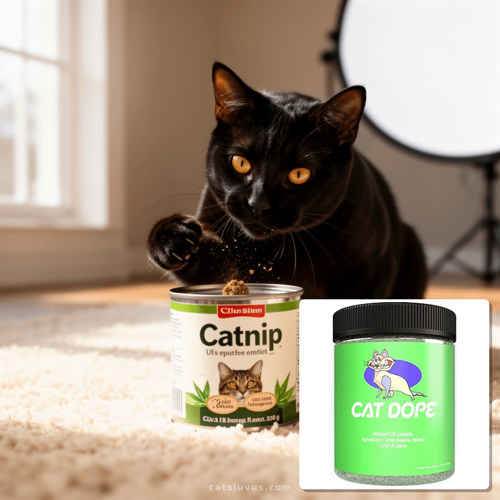 Catnip with cat - professional product lifestyle photo
