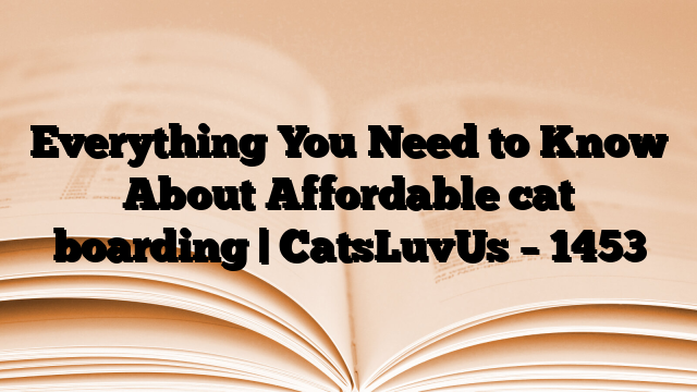 Everything You Need to Know About Affordable cat boarding | CatsLuvUs