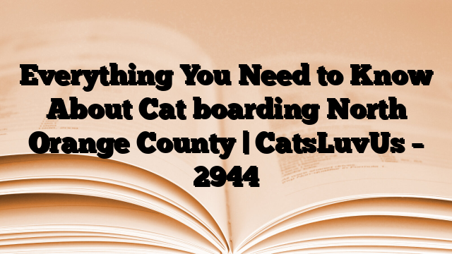 Everything You Need to Know About Cat boarding North Orange County | CatsLuvUs
