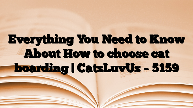 Everything You Need to Know About How to choose cat boarding | CatsLuvUs