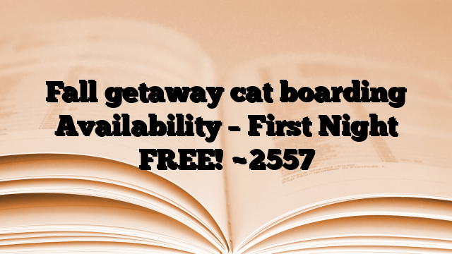 Fall getaway cat boarding Availability – First Night FREE!