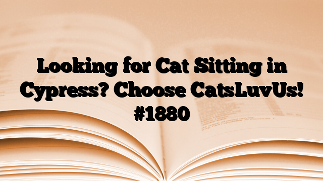 Looking for Cat Sitting in Cypress? Choose CatsLuvUs!