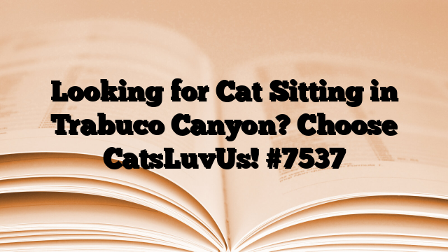 Looking for Cat Sitting in Trabuco Canyon? Choose CatsLuvUs!