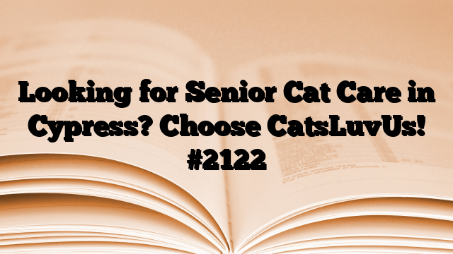 Looking for Senior Cat Care in Cypress? Choose CatsLuvUs!