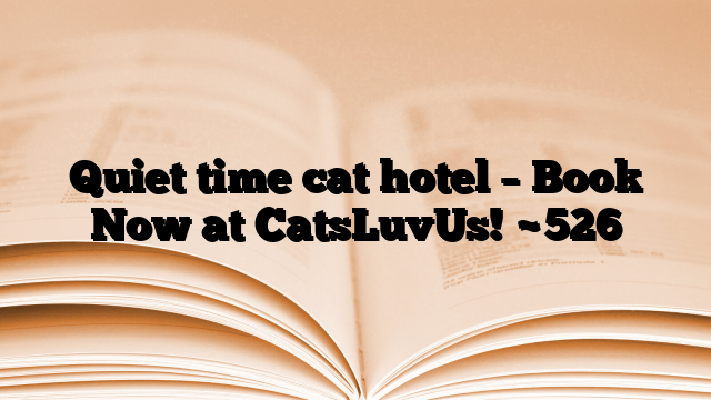 Quiet time cat hotel – Book Now at CatsLuvUs!