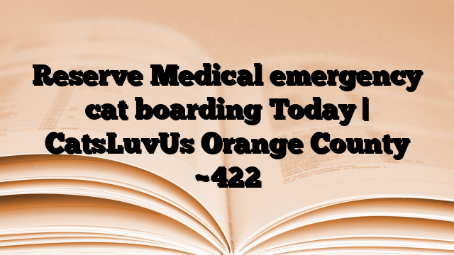 Reserve Medical emergency cat boarding Today | CatsLuvUs Orange County