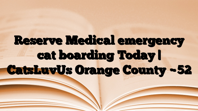 Reserve Medical emergency cat boarding Today | CatsLuvUs Orange County