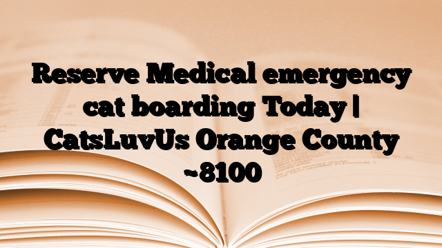 Reserve Medical emergency cat boarding Today | CatsLuvUs Orange County
