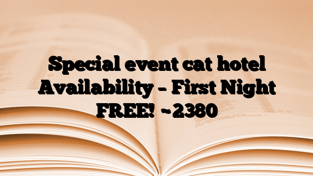 Special event cat hotel Availability – First Night FREE!