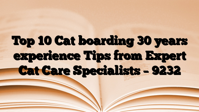 Top 10 Cat boarding 30 years experience Tips from Expert Cat Care Specialists
