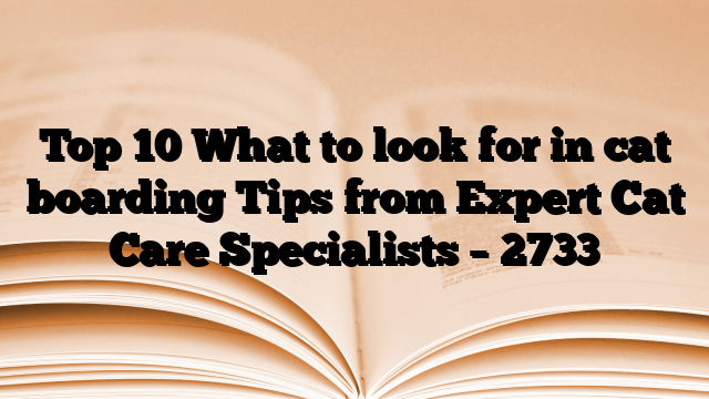 Top 10 What to look for in cat boarding Tips from Expert Cat Care Specialists