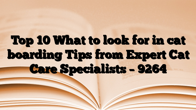Top 10 What to look for in cat boarding Tips from Expert Cat Care Specialists