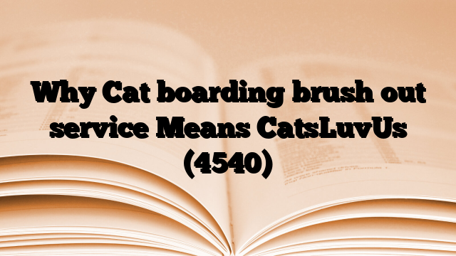 Why Cat boarding brush out service Means CatsLuvUs