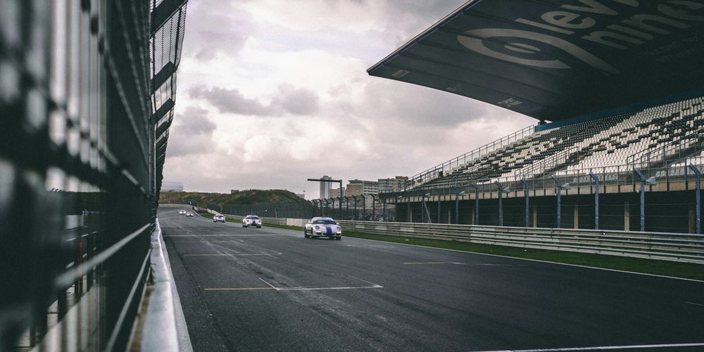 a race track with cars driving on it