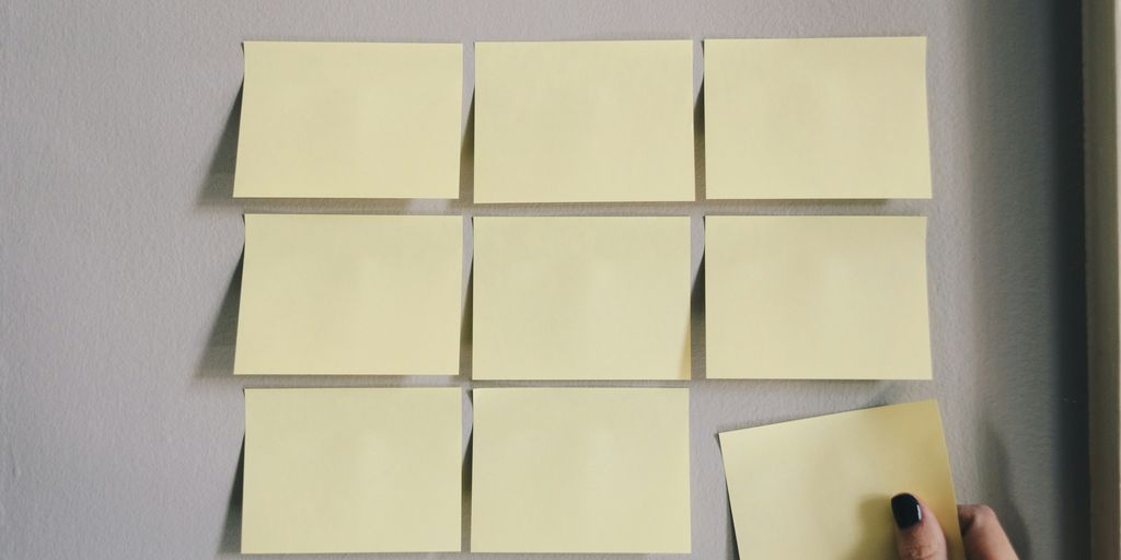 six white sticky notes